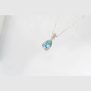 Blue Pear Diamond Necklace