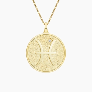 14K Yellow GoldGemini Zodiac Diamond Pendant