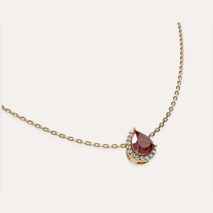 Classic Halo Pear Gemstone Diamond Necklace