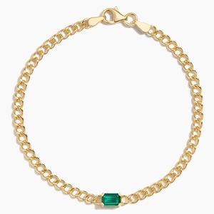 14K Yellow GoldKendall Lab Grown Emerald Chain Bracelet