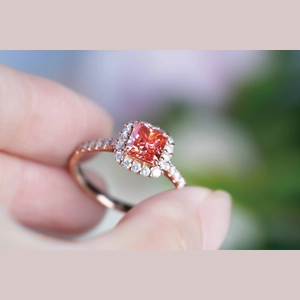 Red Radiant Diamond Ring