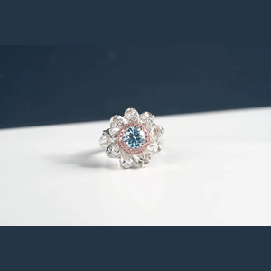 Blue Round Diamond Ring