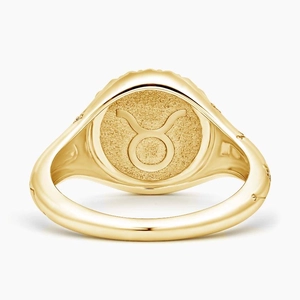 Taurus Zodiac Diamond Signet Ring