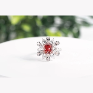 Red Radiant Diamond Ring
