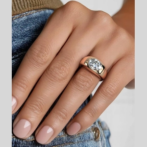 Sloane Flush Set Solitaire Dome Ring in 18K Yellow Gold