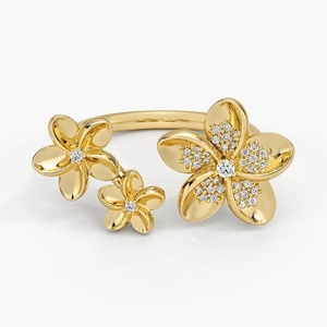 Plumeria Lab Diamond Open Ring