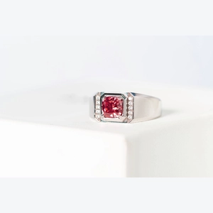Red Cushion Diamond Ring