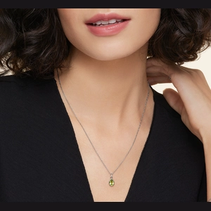 Teardrop Peridot Pendant in Silver
