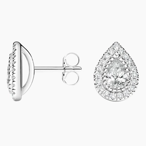 18K White GoldPear Lab Grown Diamond Halo Stud Earrings