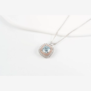 Blue Cushion Diamond Necklace