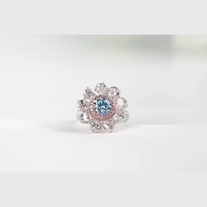 Blue Round Diamond Ring