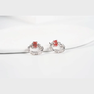 Red Emerald Diamond Earings