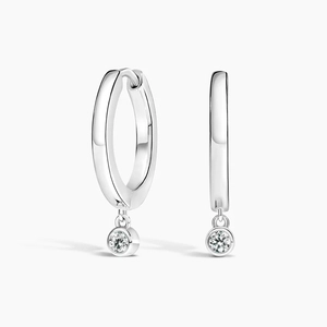 Diamond Drop Huggie Earrings
