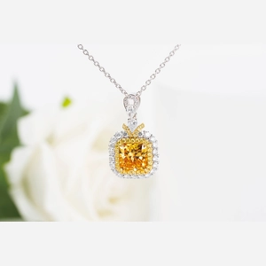 Yellow Cushion Diamond Necklace