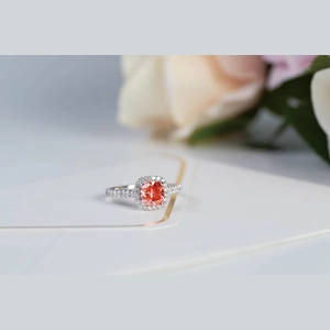Red Cushion Diamond Ring