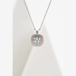 Blue Cushion Diamond Necklace