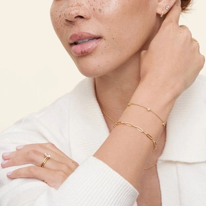 14K Yellow GoldThe Enthusiast Paperclip and Diamond Bracelet Set