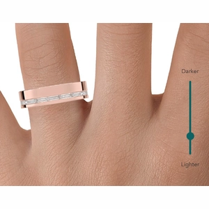 Austin Baguette Lab Diamond 5.5mm Wedding Ring in 14K Rose Gold