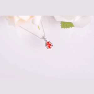 Red Pear Diamond Necklace