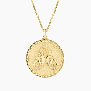 14K Yellow GoldGemini Zodiac Diamond Pendant