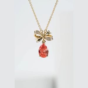 Red Pear Diamond Necklace
