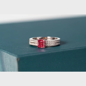 Red Emerald Diamond Ring