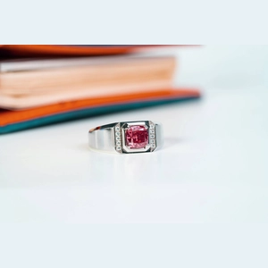 Red Cushion Diamond Ring