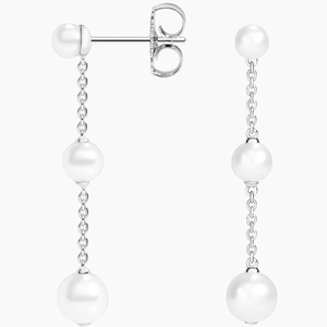 Cultured Pearl and Lab Diamond Tennis Earrings (1/3 ct. tw.)