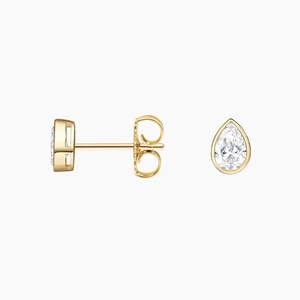 14K Yellow GoldPear Shaped Lab Diamond Bezel Stud Earrings