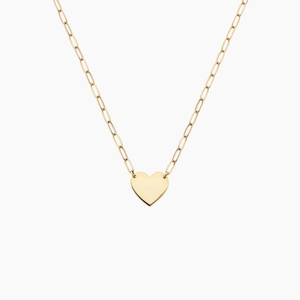 14K Yellow GoldEngravable Heart Paperclip Chain Necklace