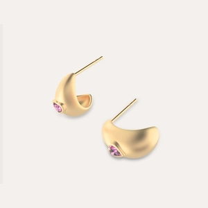 Heart Gemstone Dome Earring