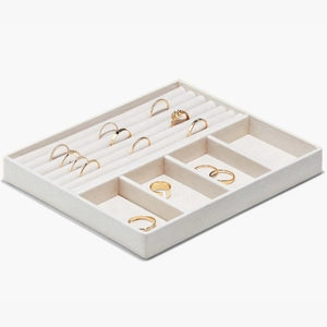Jewelry Box Black Grain Leather, Anti-tarnish Microsuede