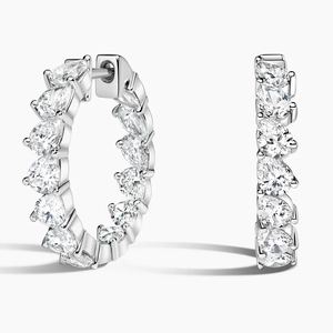 18K White GoldAngled Pear Lab Diamond Hoop Earrings (3 ct. tw.)