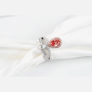 Red Pear Diamond Ring