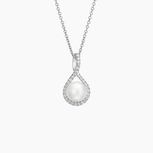 Cultured Pearl Pavé Twist Pendant (6mm)