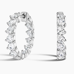 18K White GoldAngled Pear Lab Diamond Hoop Earrings (3 ct. tw.)