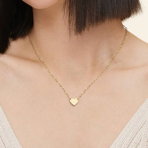 14K Yellow GoldEngravable Heart Paperclip Chain Necklace