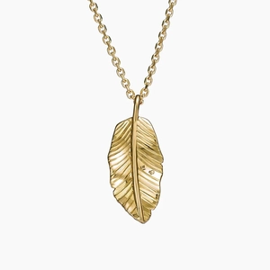 14K Yellow GoldJane Goodall Pavé Leaf Lab Diamond Pendant Necklace (1/3 ct. tw.)