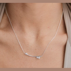 Eve Bar Necklace Sterling Silver, Lab Grown White Sapphire