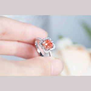 Red Cushion Diamond Ring
