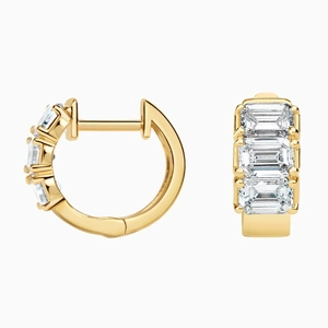 Zelda Emerald-Cut Lab Diamond Huggie Hoop Earrings (2 ct. tw.) in 14K Yellow Gold