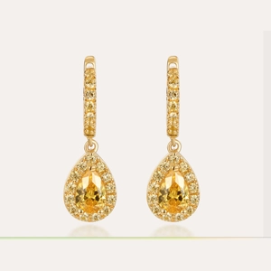 Halo Diamond Drop Earrings