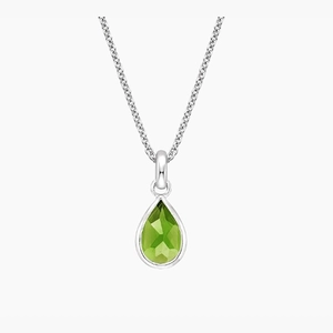 Teardrop Peridot Pendant in Silver