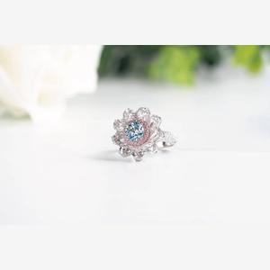 Blue Round Diamond Ring