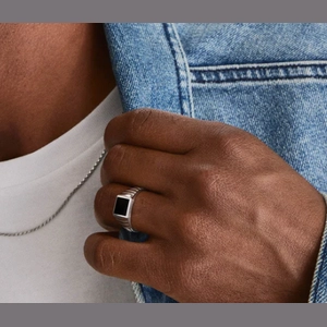 Black Onyx Square Signet Ring$148 Material & Stone Options   Sterling Silver,