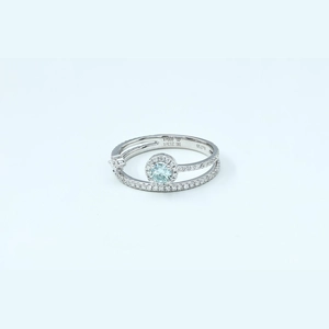 Tail Round Blue Diamond Ring