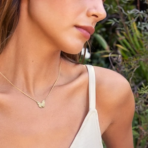 14K Yellow GoldLogan Hollowell Flutter Lab Diamond Necklace (1/5 ct. tw.)