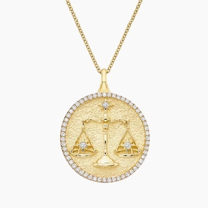 14K Yellow GoldLuxe Libra Zodiac Pavé Pendant