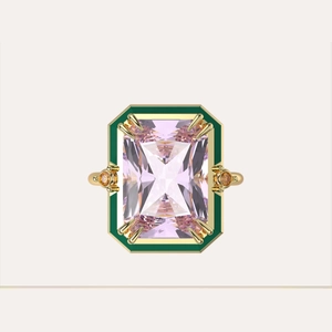 Artdeco Style Enameled Cocktail Ring