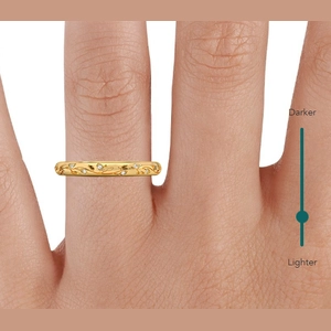 Verdure Engraved Diamond Ring in 18K Yellow Gold